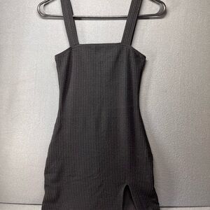 Motel Rocks Black Ribbed‎ Slit Mini Dress